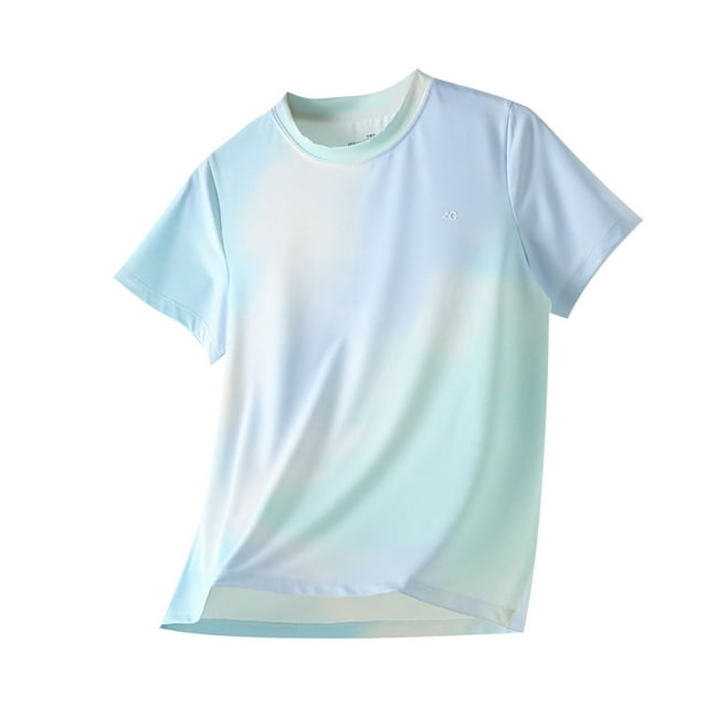 Plebaso Hauts Athlétiques Garçons Filles T-Shirts de Protection Solaire Manches Longues/courtes Col Rond Séchage Rapide