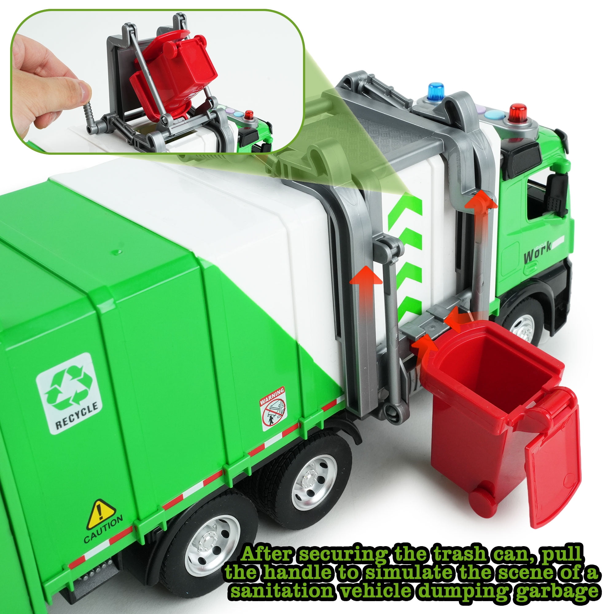 JUGAAD LIFE Garbage Truck Toys for Boys, Trash Can Lifter and Dumping Function, Play Vehicle with Light and Sounds, Birthday Gift for Girls Toddler Kids 3 4 5 6 7 Years Old