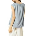 thumbnail image 4 of Allegra K Women's Round Neck Cap Sleeves Front Pleated Chiffon Blouse, 4 of 7