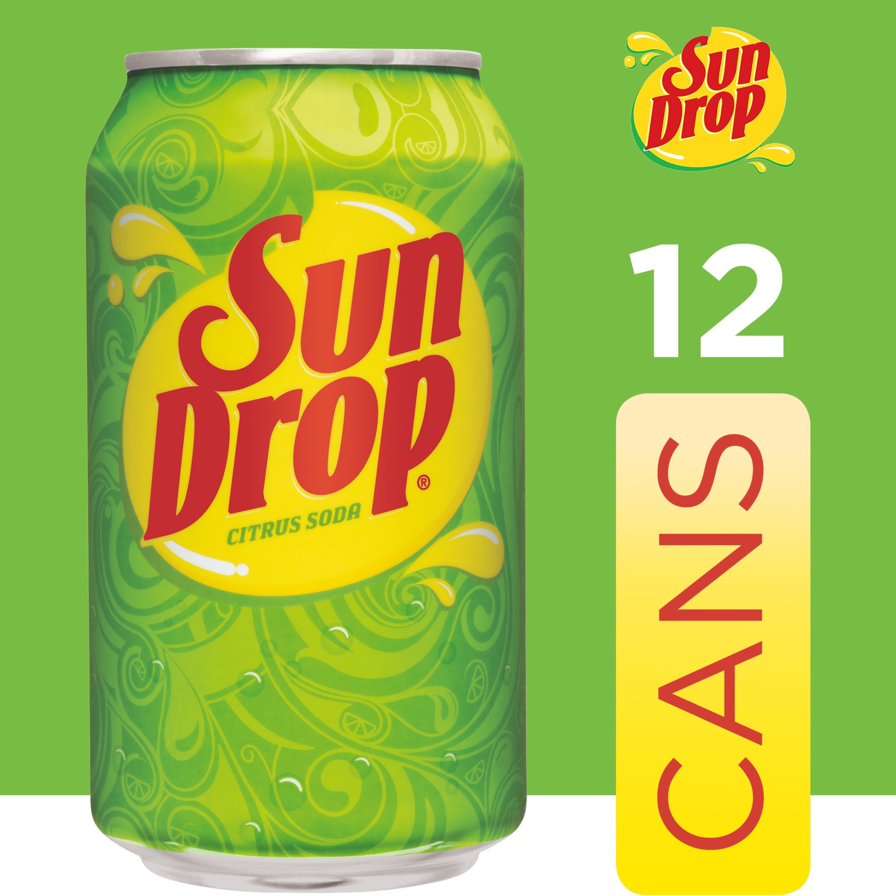 Sun Drop Citrus Soda Pop, 12 fl oz, 12 Pack Cans