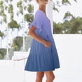thumbnail image 5 of Efsteb Womens Summer Dresses 2025 V-Neck Pleated Dress with Pocket Summer Gradient Color Print Short Sleeve Casual Fashion Comfy Sundresses Dresses (Sky Blue,L), 5 of 7