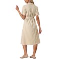 thumbnail image 3 of INSPIRE CHIC Women's Shirt Dress with Belt Casual Button Up Short Sleeve Midi Dress, 3 of 5