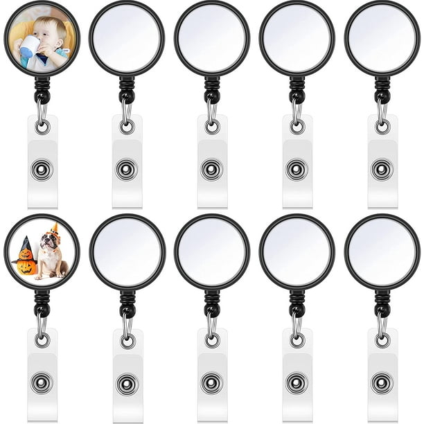 CPDD Sublimation Retractable Badge Holder Custom Photo Badge Reel Blank  Badge Alligator Clip for Name Card Supplies (12)