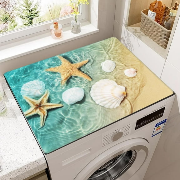 Leaf Washing Machine Dust Cover Pad, Non-slip Washer and Dryer Covers for The Top, Protector Mat for Washer Dryer Aesthetics Home Decor, 23.6" x 19.7"