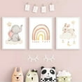 thumbnail image 2 of 3Pcs Baby Girls Animal Nursery Wall Art Prints Cute Elephant Rabbit Cat Poster Rainbow Cloud Canvas Painting Infant Kids Room Decor Wall Pictures, 2 of 6