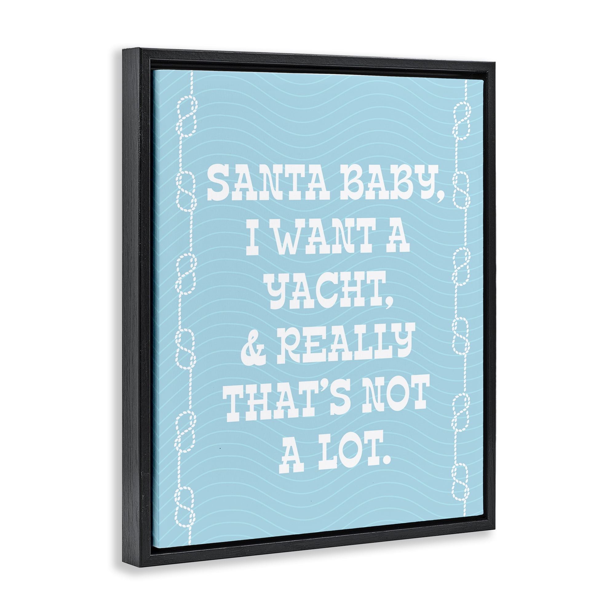 Stupell Industries Funny Yacht For Christmas Holiday Painting Black Floater Framed Canvas Art Print Wall Art, 25 x 31