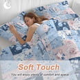 thumbnail image 4 of 3 Piece Pink Floral Blue Duvet Cover Set Queen Size,Microfiber Comforter/Quilt Cover with Corner Ties and 2 Pillowcases,Farmhouse Botanical Vintage Leaves All Season Soft Bedding with Zipper Closure, 4 of 8