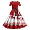 thumbnail image 1 of Wyzesi Robes de Noël Mode Femme Jour de la Saint-Patrick Imprimé Col Rond Manches Courtes Robe Rétro Décontractée Robes Noires pour Femmes Formelles Courtes, 1 of 3