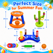 JoyStone Pool Toys Games Set, Floating Basketball Hoop Inflatable Cross Ring Toss Game Toys for Kids Adults, Summer Party Swimming Pool Water Games