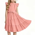 thumbnail image 3 of Avrntaa Girls Cotton Sleeveless Sundress Tie Waist Summer Solid Dresses Swing A-Line Dress for 5-16Y, 3 of 6