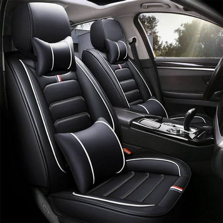OTOEZ Car Seat Covers Luxury Leather 5-Seats Full Set Protector Universal for Auto Sedan SUV