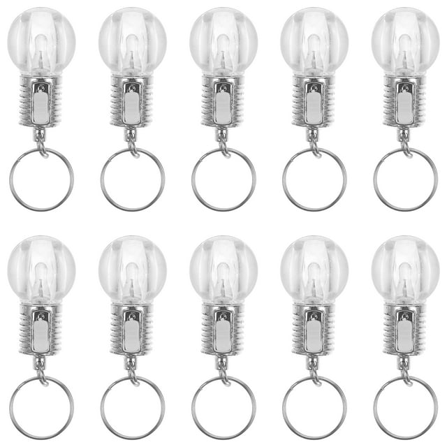 FELTECHELECTR 10 llaveros de mini bombillas LED portátiles con diseño único y colorido que cambian de color, llaveros de linterna de lámpara transparente.