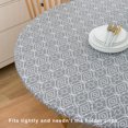 thumbnail image 3 of GFDYREE Round Vinyl Fitted Tablecloth with Flannel Backing Elastic Edge Plastic Table Cover Waterproof Table Cloth Stain-Resistant Wipeable for 45"-56" Round Table, 3 of 7