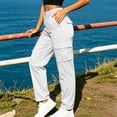 thumbnail image 5 of Dagugfen Cargo Pants for Women Straight Slim Leg Elastic Waist Outdoor Activewear Hiking Camping Pants with Multi Pockets(XL,White), 5 of 7