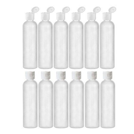 MoYo Natural Labs 4 oz Travel Bottles, Empty Travel Containers with Flip Caps, BPA Free HDPE Plastic Squeezable Toiletry/Cosmetic Bottles (Neck 24-410) (Pack of 12, Translucent White)