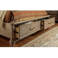 thumbnail image 2 of Transitional 1pc Queen Size Bed w Drawers Footboard Ivory Padded Fabric HB Bedroom Furniture Natural Tone, 2 of 3