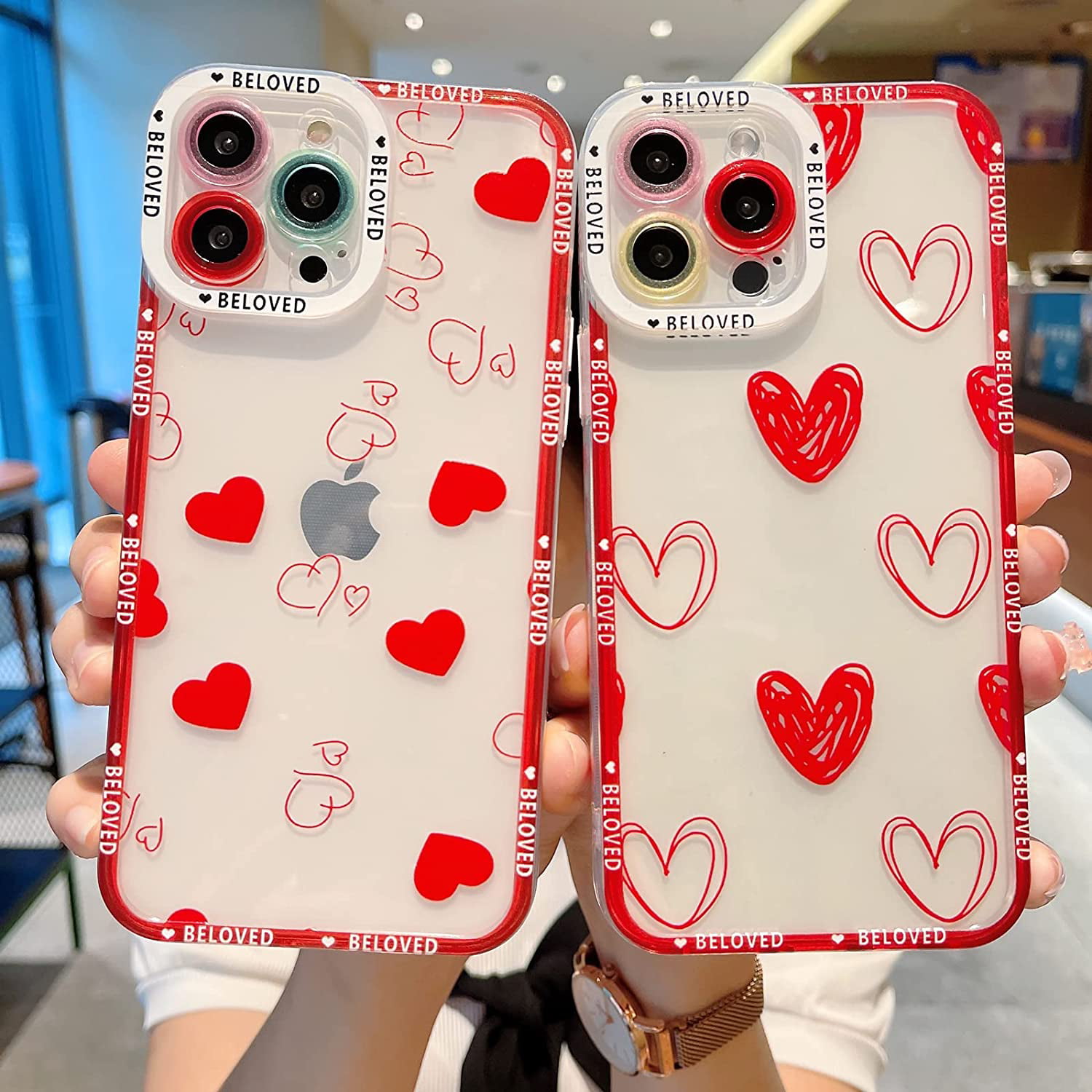 Love Heart Clear Phone Case For Iphone 13 Pro Max 6.7 Inches 5G Cute Side  Small Pattern Compatible For Women Girls Soft Silicone Shockproof Cover  Bumper 