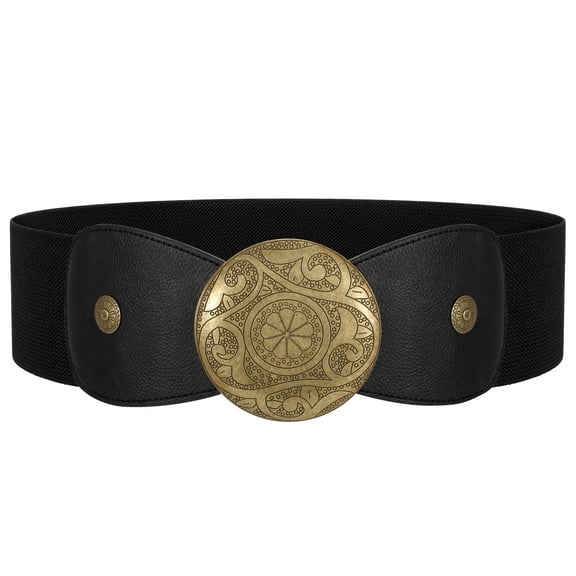 SUOSDEY Women Wide Elastic Belt Western Buckle Strecth Waist Belt for Dress