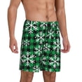 thumbnail image 2 of Balery Christmas Pattern At Buffalo Plaid Pantalones cortos de pijama de punto de algodón para hombre con cinturilla y bolsillos-Medium, 2 of 6