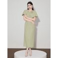 thumbnail image 7 of Pastel Green Womens Elegant Midi Dress With 3D Floral Appliqué And Cape Sleeve, 7 of 7