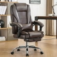 thumbnail image 5 of JONPONY Big and Tall Office Chair 500LBS Executive Office Chair Massage and Footrest Ergonomic Computer Desk Chair Reclining High Back Leather Office Chair Lumbar Back Support Swivel Rolling,Brown, 5 of 13