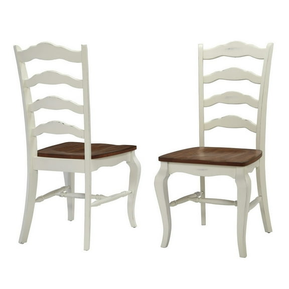 Homestyles French Countryside Dining Chair in Oak and Rubbed White (Set of 2)