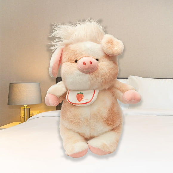 Peluche Regaluches Puerquito Despeinado con Babero Color Rosa 30 cm x 25 cm