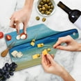 thumbnail image 4 of Art Cutting Board, Tropical Sandy Beach Pure Waves Tranquil Ocean Under Clouds Summer Scenery, Tempered Glass Cutting and Serving Board, Wine Bottle Shape, Navy Blue Pale Brown, by Ambesonne, 4 of 5
