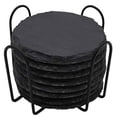 thumbnail image 3 of 10Pcs Natural Slate Drink Coasters Round Black Stone Insulation Cup, 3 of 8