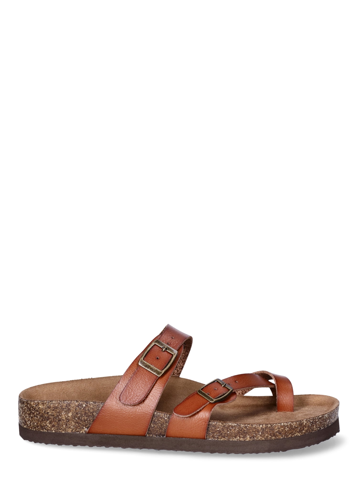 Time and Tru Women's Asymmetric Strap Flat Footbed Sandals, Sizes 6-11, Wide Width Available