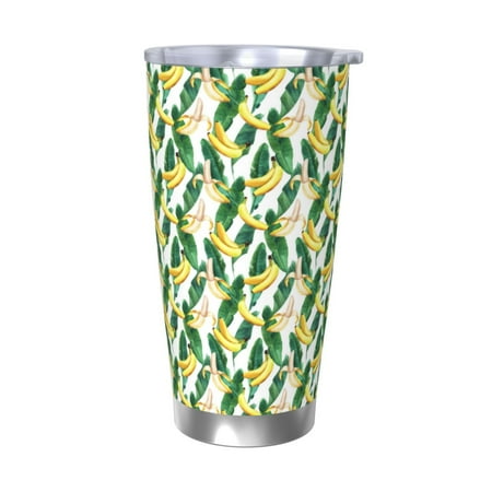 

Goofa Banana Tree Leaves for 20 oz Skinny Tumbler Stainless Steel Coffee Mug Slim Vacuum Insulated Travel Cup Car Cup-Without Straw