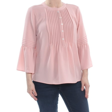 CECE - CECE Womens Pink Ruffle Sleeve Pintuck Bell Sleeve Top Size: S