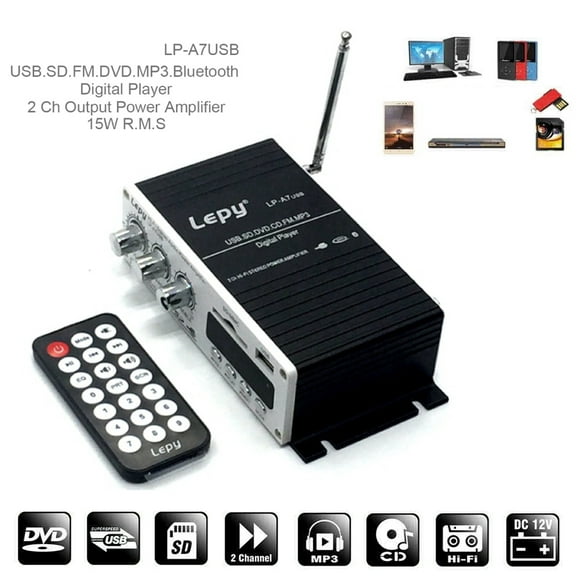 LEPY Bluetooth Mini Amplificateur Audio de Puissance Ampli Hi-Fi MP3 FM USB SD aux Car Home
