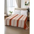 thumbnail image 2 of Twin Flat Sheet Only Modern Minimalist Red Stripes Soft Microfiber Cooling Bedding Sheets Farmhouse Line on Beige Flat Bed Sheet for Hotel,Home Decor, 2 of 7