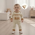 thumbnail image 4 of Rhuody Boy Winter Onesies 0-3 Months Ribbed Bodysuit Long Sleeve Letter Print Outfit With Matching Hat Autumn Winter Baby Retro Soft Clothes Beige, 4 of 9