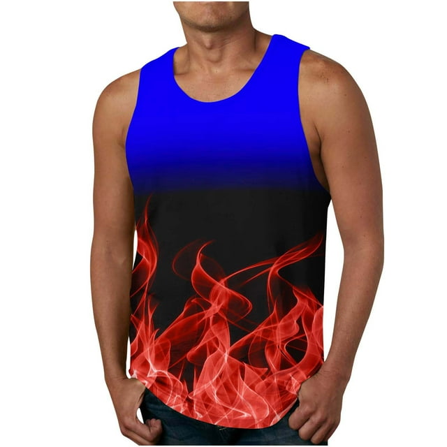 IROINID Débardeur Ample pour Hommes, Mode Décontractée, Impression Dégradée, Col Rond, Sport