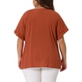 thumbnail image 3 of Agnes Orinda Women's Plus Size Tassel Shirts Summer Tops Hollow Out Ruffled Sleeve Lace Blouses 3X Caramel, 3 of 6