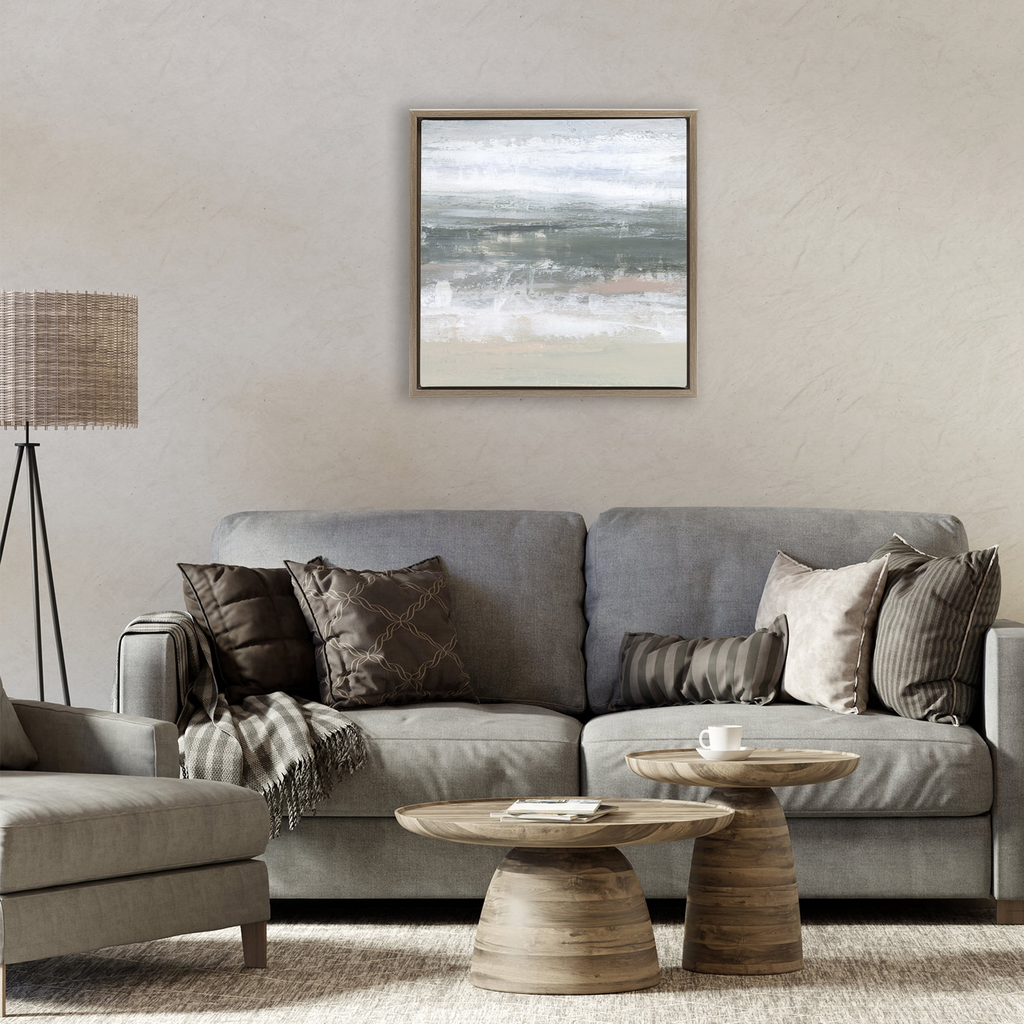 Stupell Industries Subdued Pastel Tides Brown Framed Floater Canvas Wall Art, design by Ethan Harper