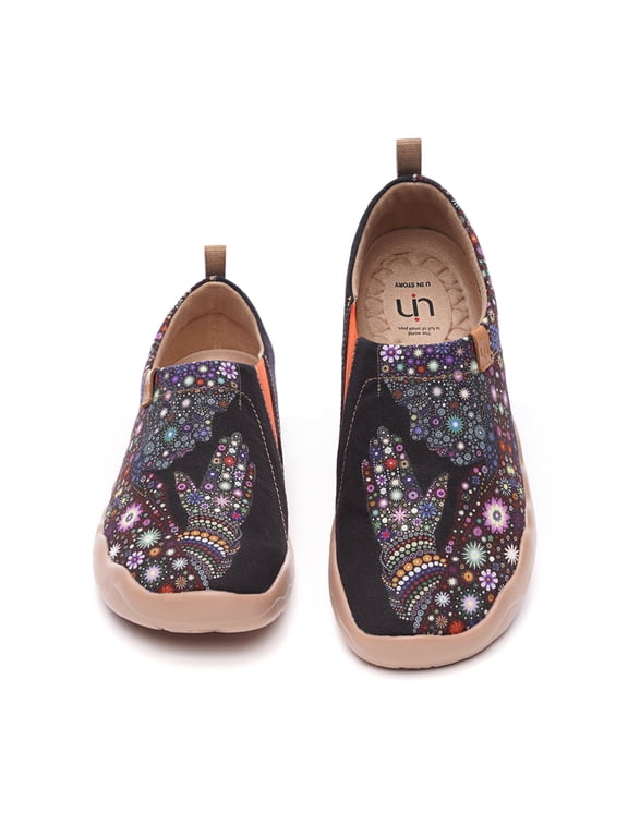 Women's Travel Slipper Lightweight Home Slip Ons Walking Casual Art Painted Travel Holiday Shoes Blossom US SIZE