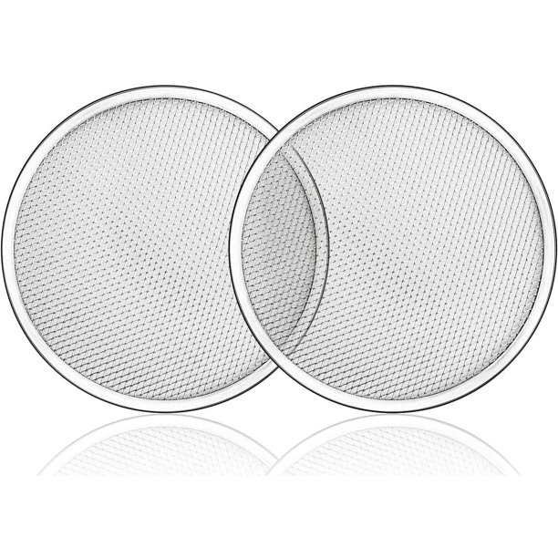 Soro Essentials - Juego de 2 rejillas de aluminio para pizza de 10 pulgadas - Rejilla para hornear pizza con borde sin costuras para horno, rejilla redonda de malla para pizza, bandeja para pizza