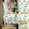 thumbnail image 2 of Dinosaur and Floral White Pattern Round Tablecloth 70"x70", Wrinkle Resistant Wipeable Table Cover for Kitchen Dining Room Picnic Patio and Party, 2 of 2