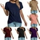 thumbnail image 1 of Camisas para adolescentes,Camiseta informal para mujer, cuello redondo, manga corta, mezcla de nailon y elastano, ajuste cómodo para uso doméstico y diario, sopatenor, 1 of 9