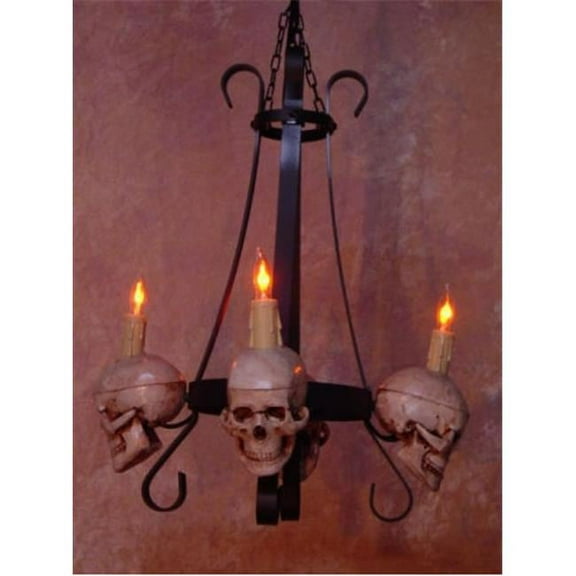 Skeletons and More  Chandelier Skull-Metal 4 Medium Skulls on Metal Frame