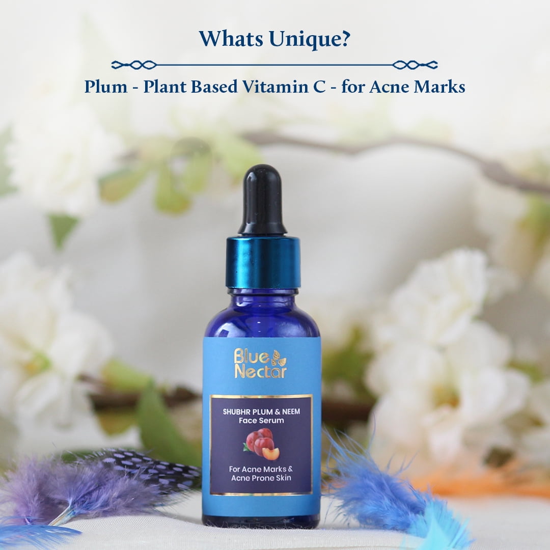 Blue Nectar Plum Face Serum for Acne Prone Skin | Oil Free Anti Acne Serum for Oily Skin (8 Herbs, 1 Fl Oz)