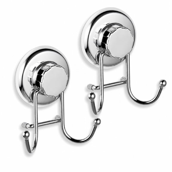 Suction Cup Hooks 2 Pack, Stainless Steel Towel Hooks with Discs, No Drilling for Bathroom, Kitchen