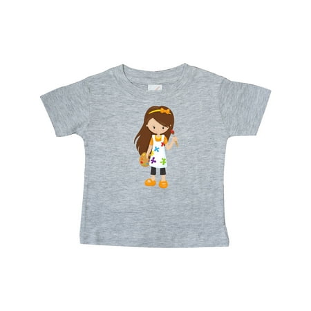 

Inktastic Cute Girl Brown Hair Painter Paint Artist Gift Baby Girl T-Shirt