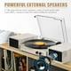 thumbnail image 3 of Tocadiscos con parlantes y codificación USB, tocadiscos LP de vinilo vintage Bluetooth accionado por correa con parlantes externos de potencia de 20 W, 3 velocidades, 3 tamaños, parada automática, cub, 3 of 5