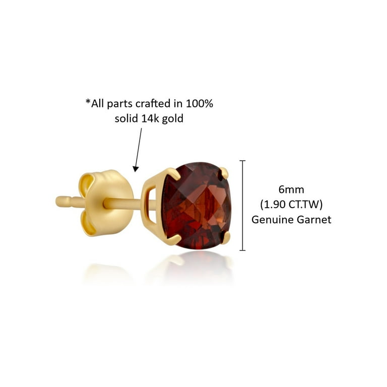 14k Gold Cushion Cut 6mm Genuine Gemstone Earrings 14k Gold Cushion Cut 6mm Genuine Gemstone Earrings