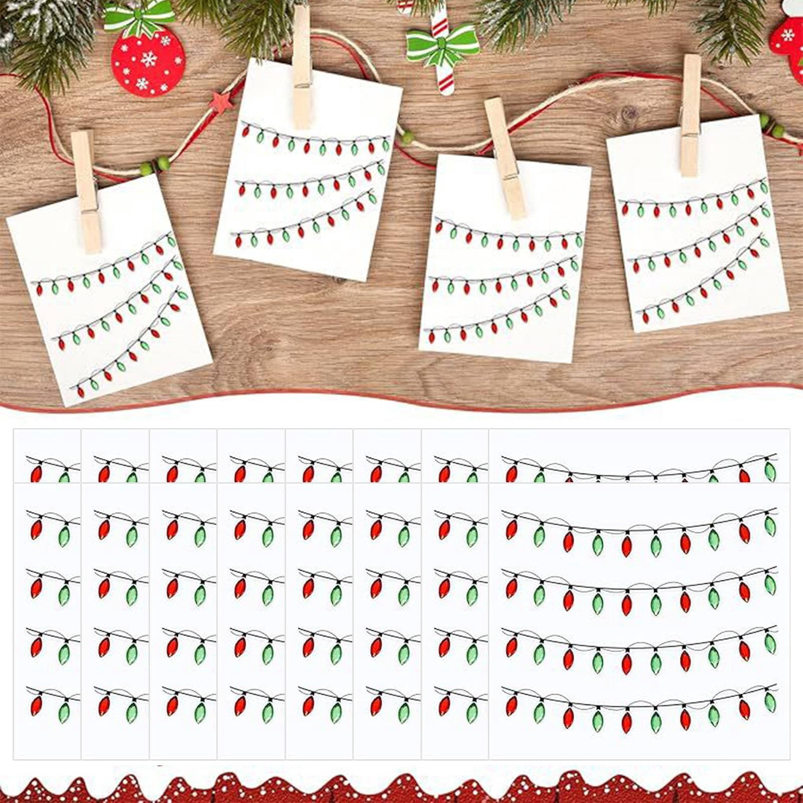 Clode Christmas Lights Stickers for Crafts 32PCS Christmas Light Embellishment 3D Stickers Gem Border Sticker Lights Glitter Adhesive Decals for Xmas Crafts Scrapbooks Decoration