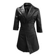 thumbnail image 5 of WTXUE Dresses for Women 2024, Women Cool Leather Coat Long Sleeve V Collar Winter Jacket PU Bodycon with Belt, Leather Dress, Black Midi Dress, Black M, 5 of 6